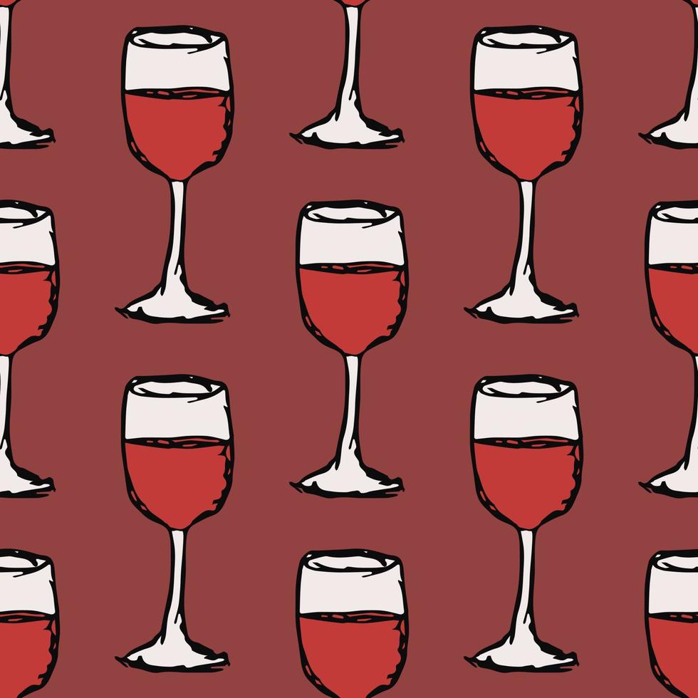 seamless wine pattern. vector doodle illustration with wine icon. pattern with wine