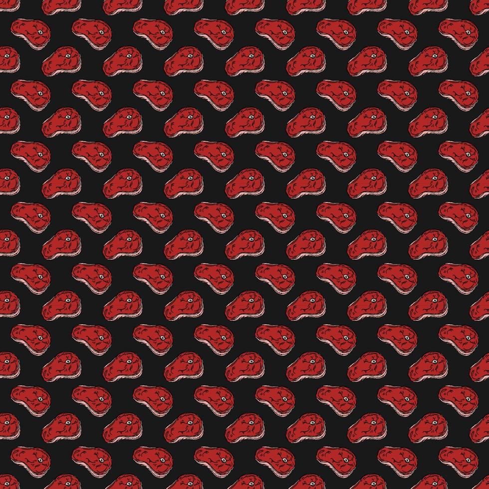 seamless steak pattern. vector doodle illustration with steak icon. pattern with meat
