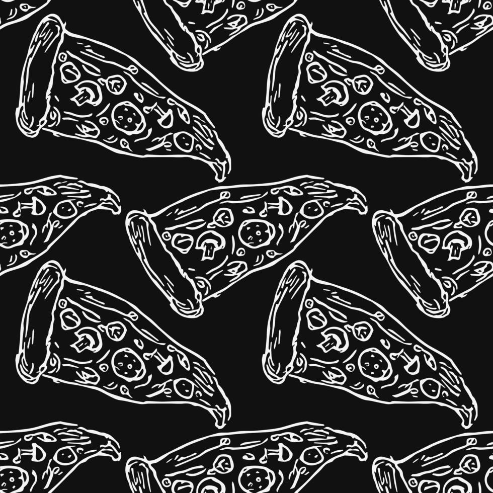 Seamless pizza pattern vector