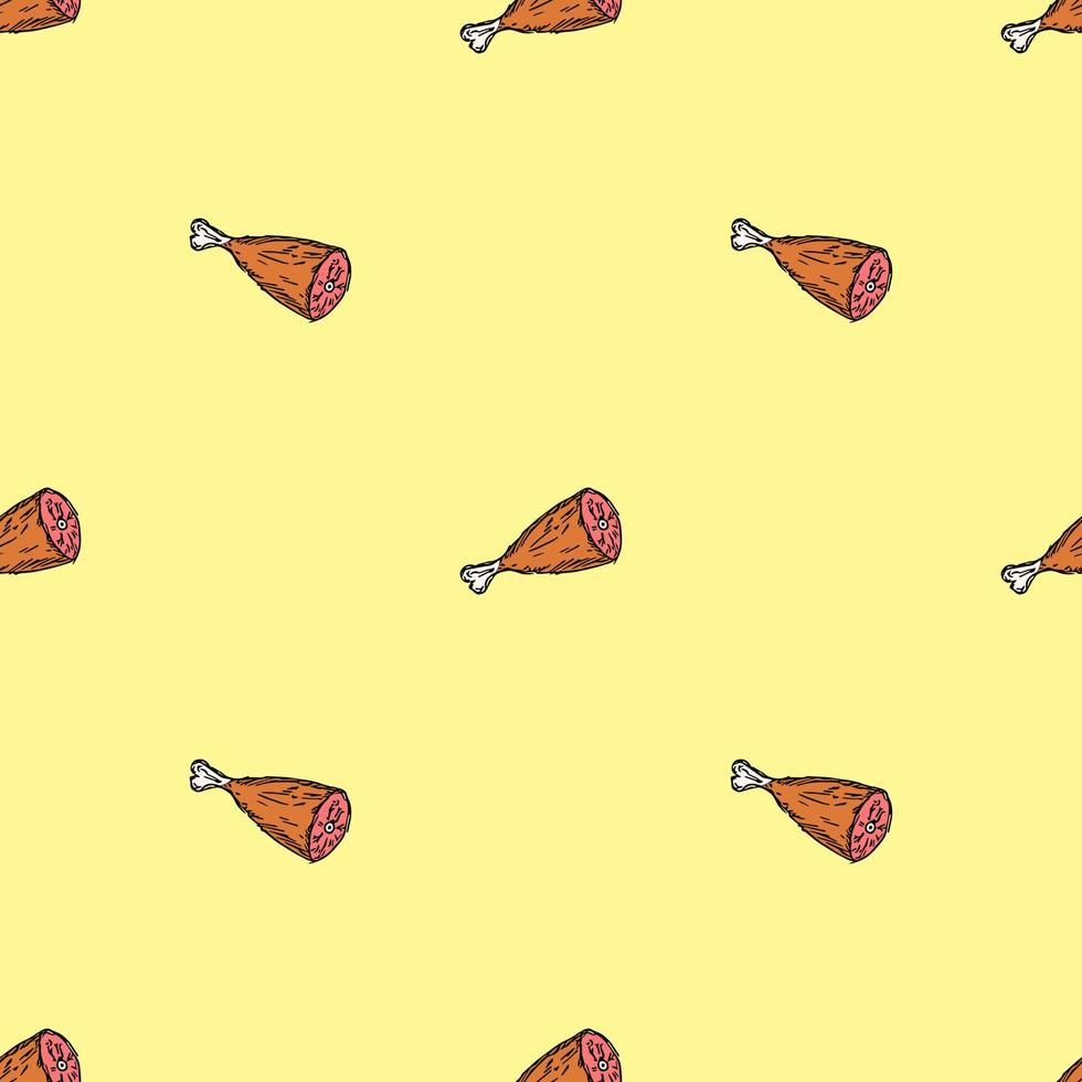 seamless meat pattern. vector doodle illustration with meat icon. pattern with meat