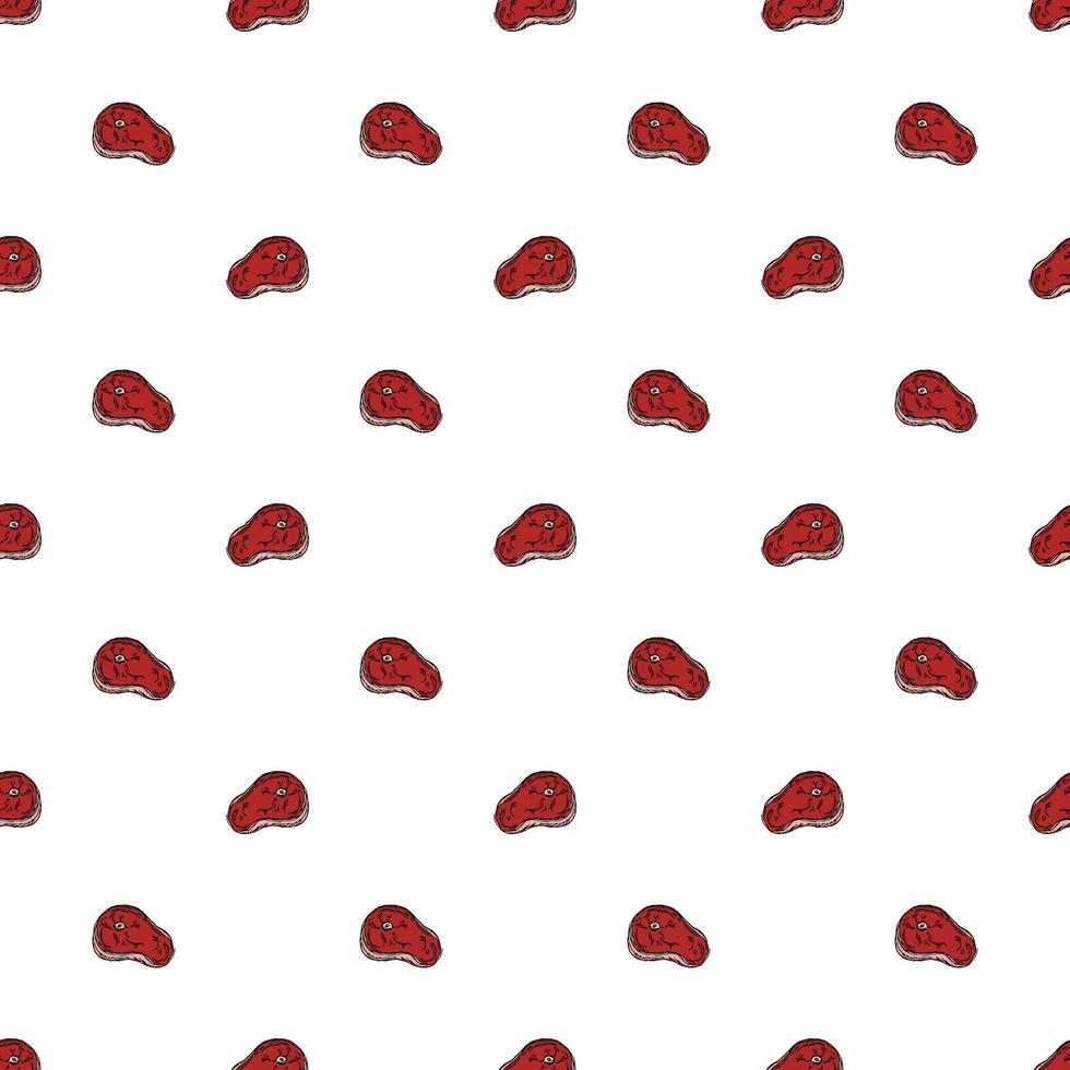seamless steak pattern. vector doodle illustration with steak icon. pattern with meat