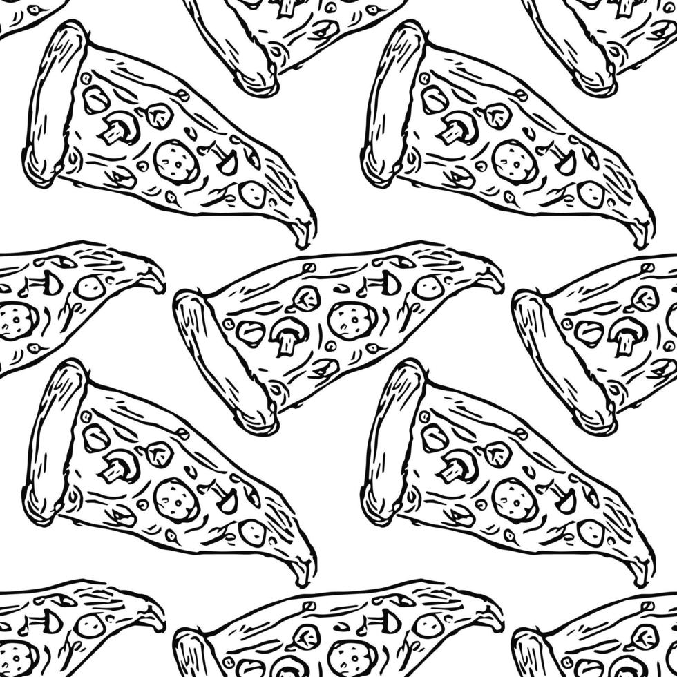 Seamless pizza pattern vector