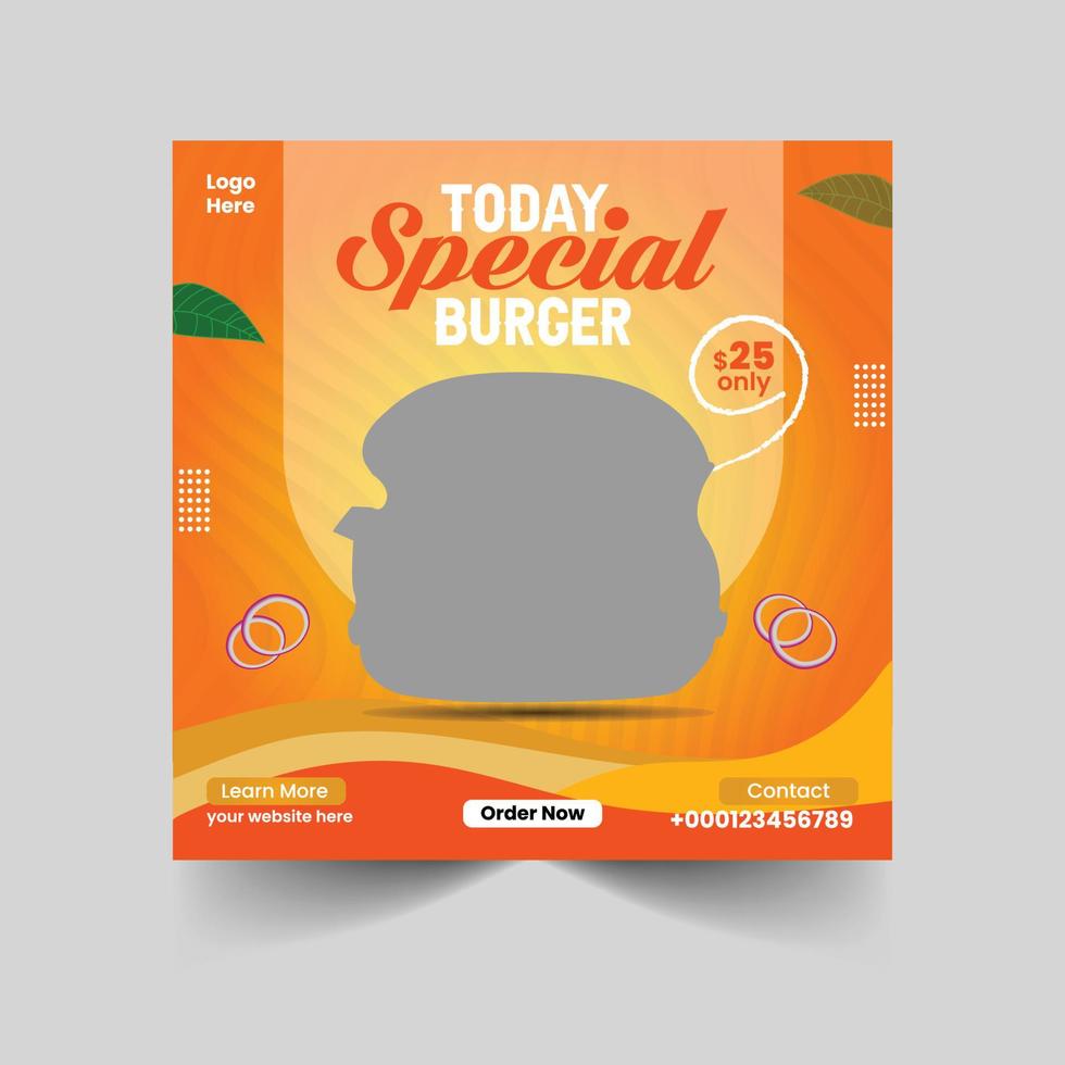 Food Social Media post design with multiuse restaurant menu banner vector