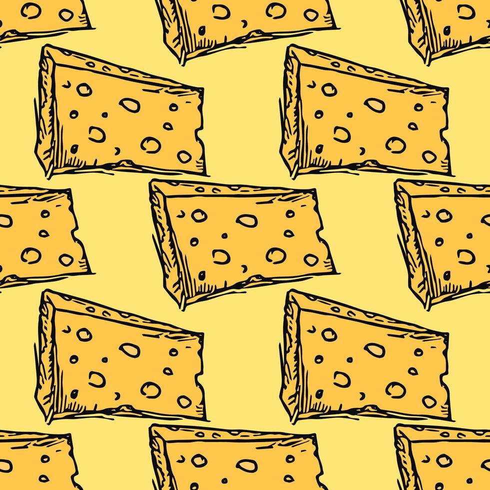 patrón de queso sin costuras. patrón de vector de fideos con iconos de queso. fondo de queso de color