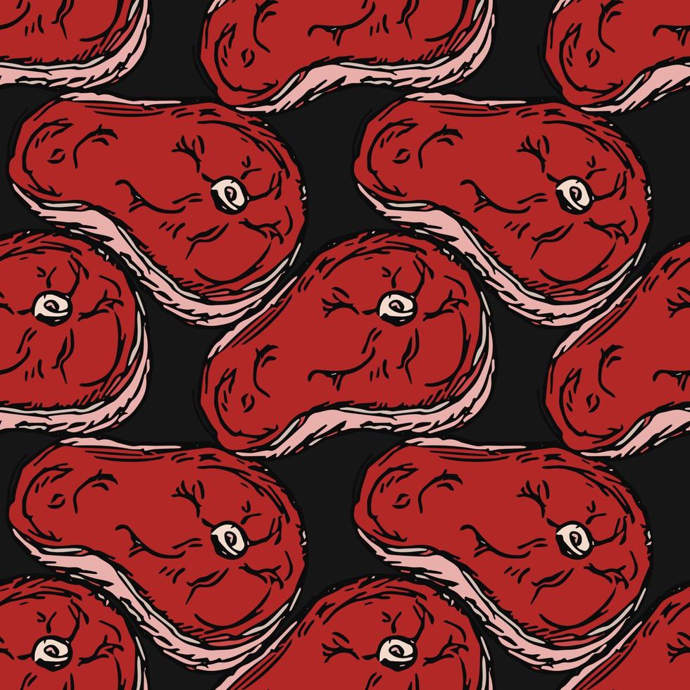 seamless steak pattern. vector doodle illustration with steak icon. pattern with meat