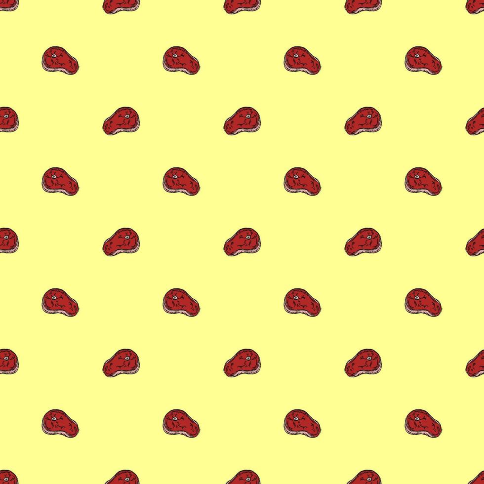 seamless steak pattern. vector doodle illustration with steak icon. pattern with meat