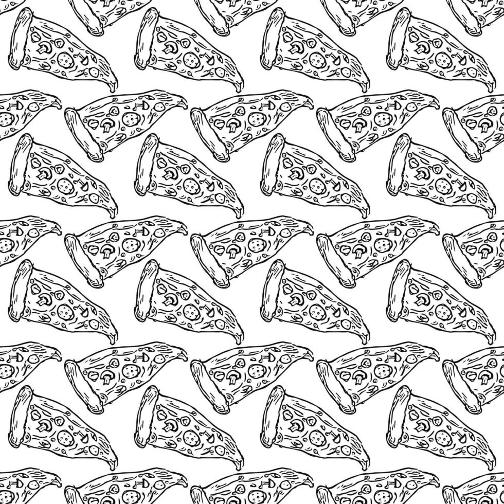 Seamless pizza pattern vector