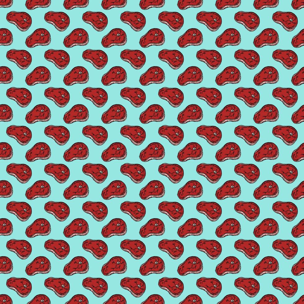 seamless steak pattern. vector doodle illustration with steak icon. pattern with meat