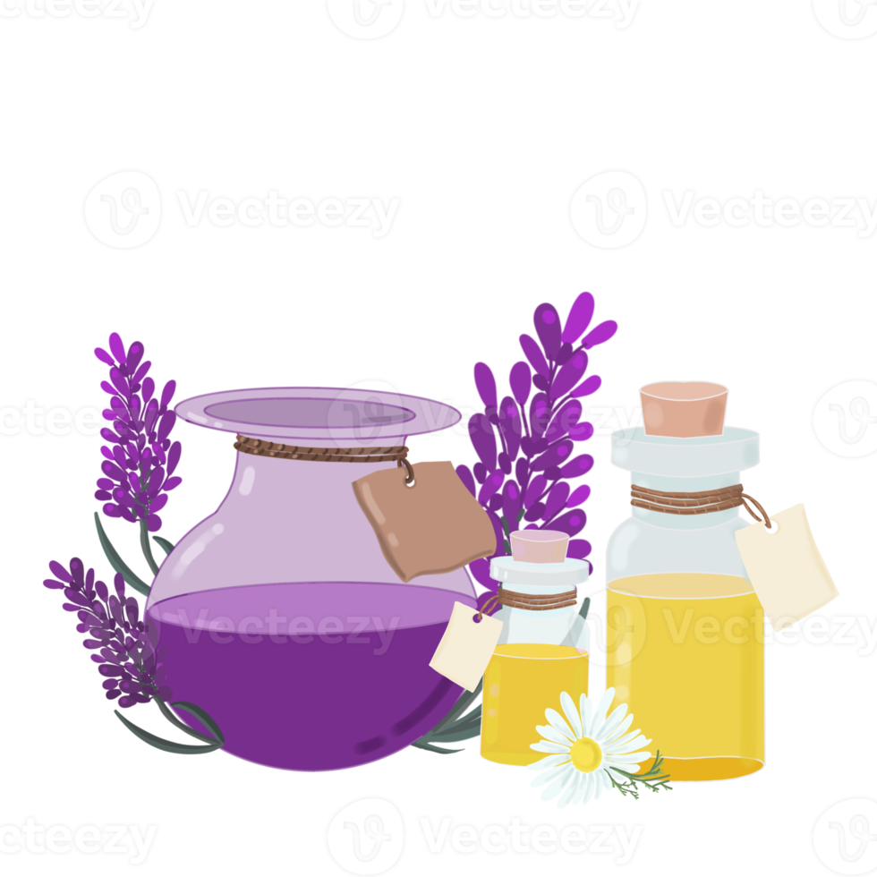 aceites esenciales en botellas de vidrio png