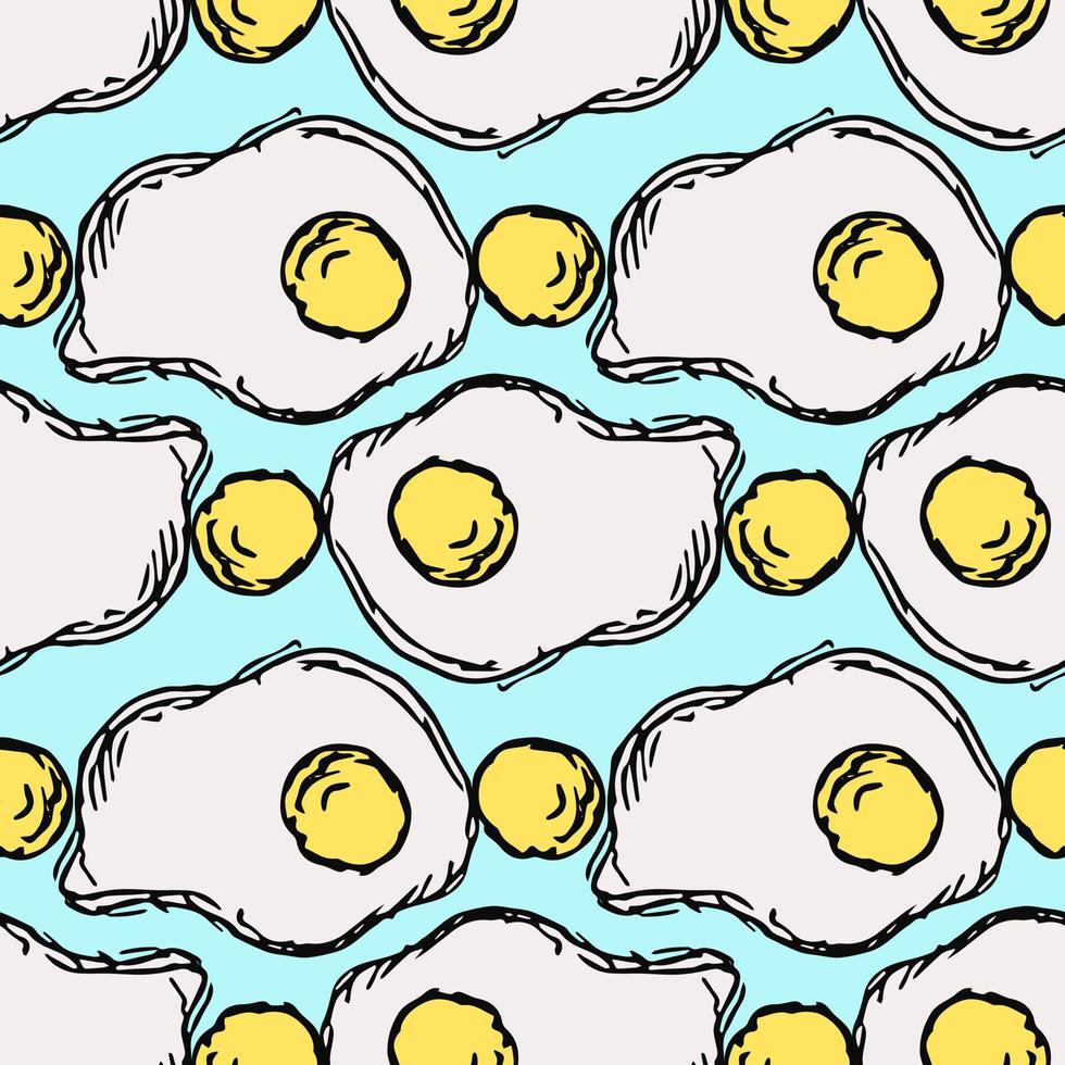 Seamless pattern with egg icons. Colored egg background. Doodle vector illustration with egg icons