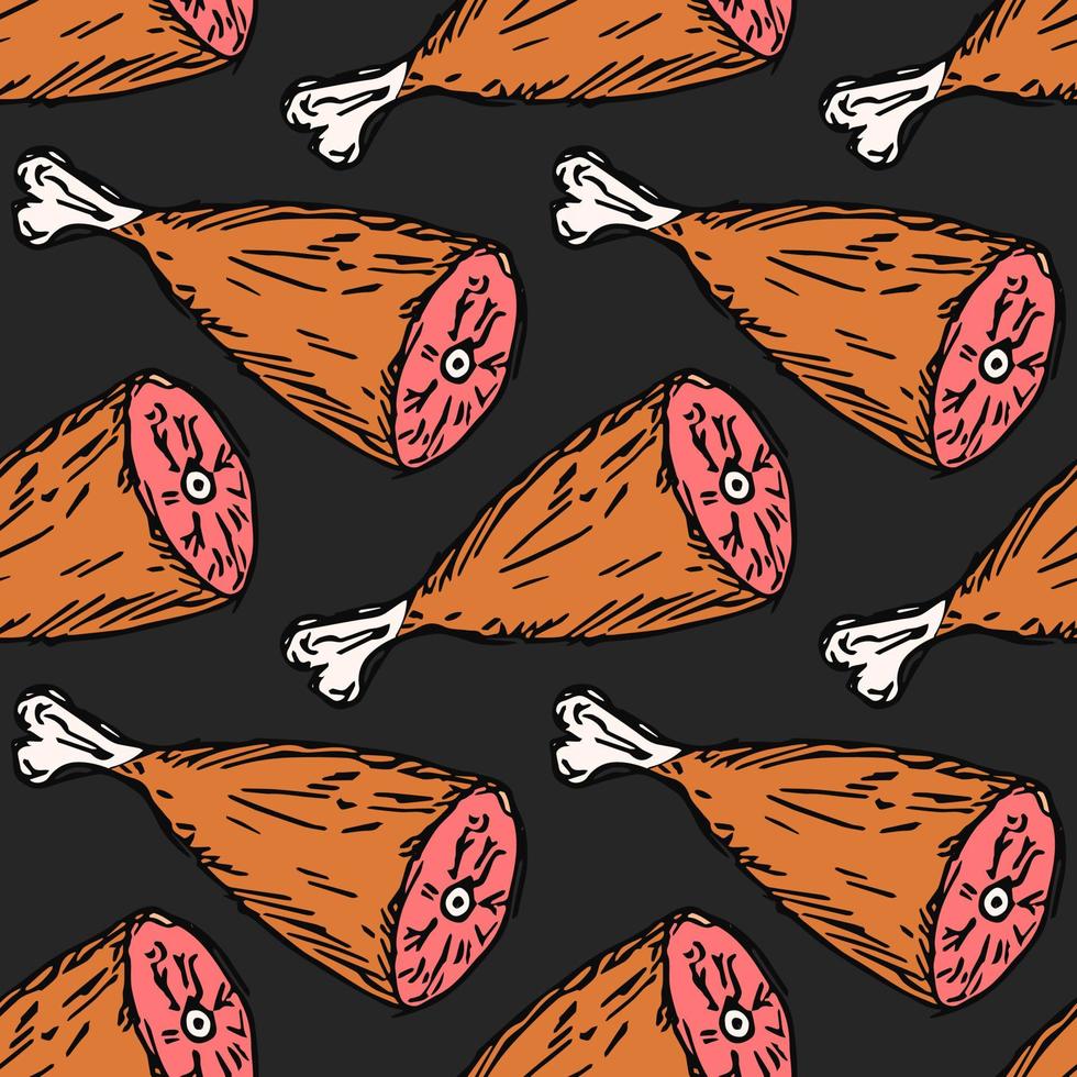 seamless meat pattern. vector doodle illustration with meat icon. pattern with meat