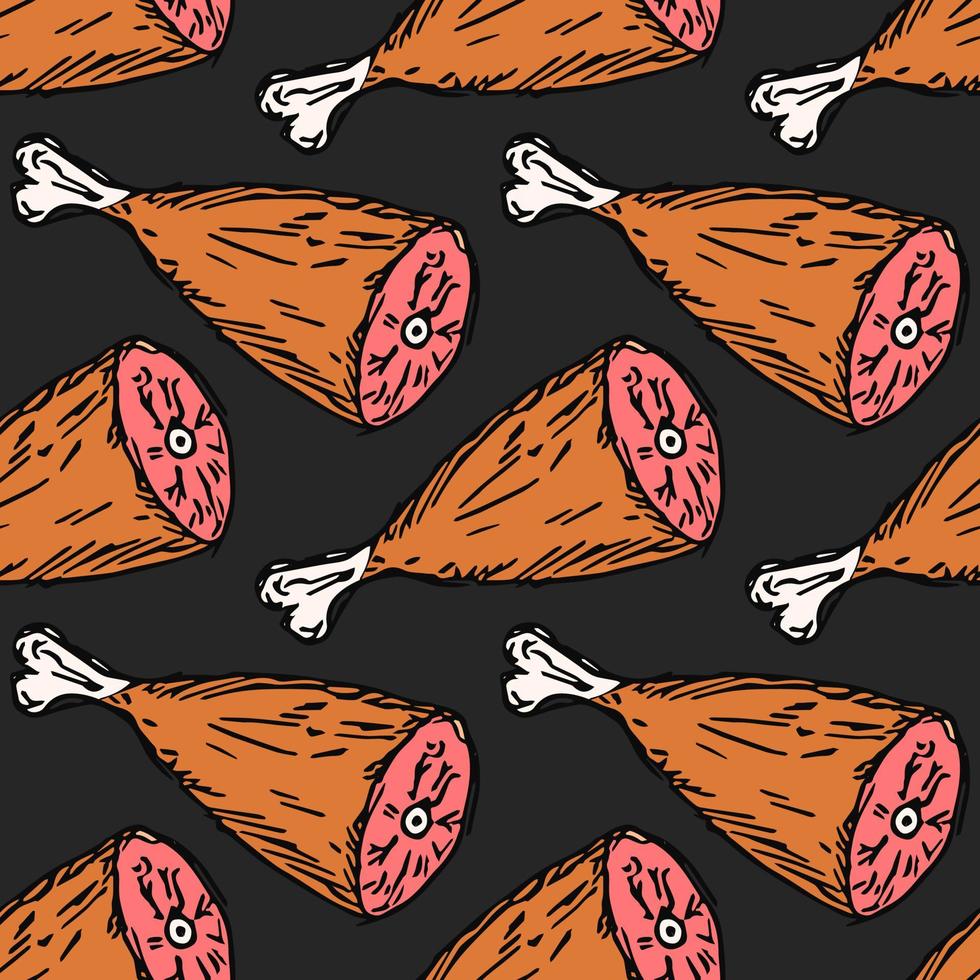 patrón de carne sin costuras. ilustración de fideos vectoriales con icono de carne. patrón con carne vector