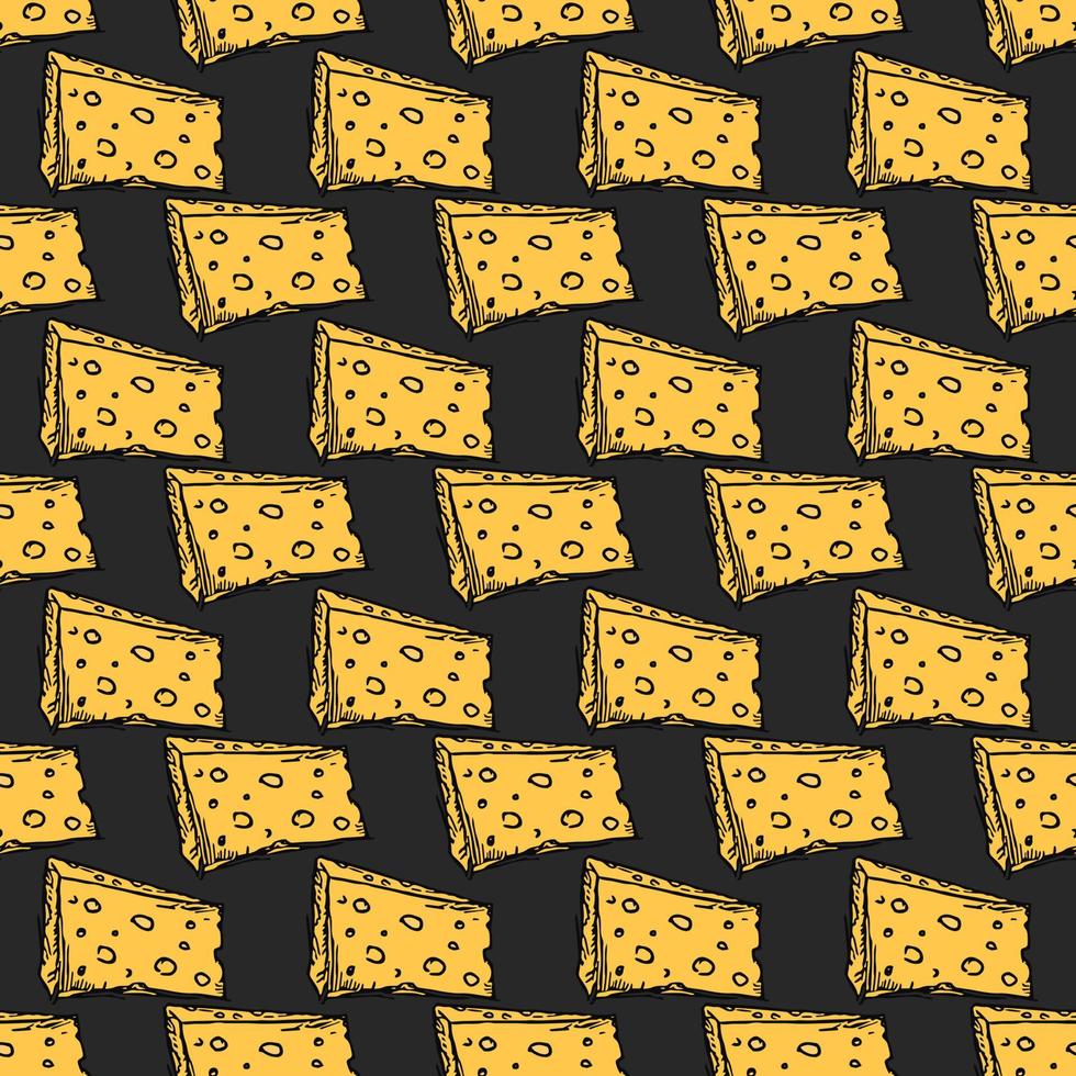 patrón de queso sin costuras. patrón de vector de fideos con iconos de queso. fondo de queso de color