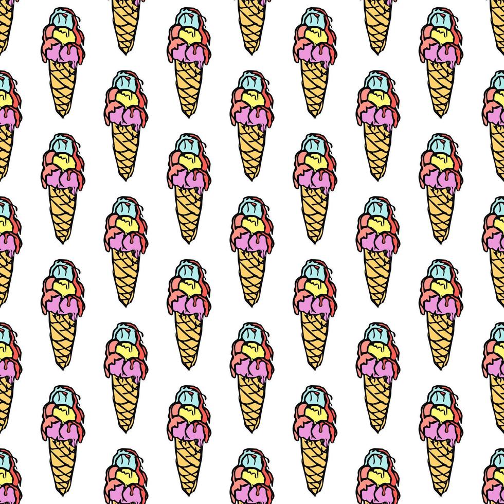patrón de helado sin costuras. ilustración de fideos vectoriales con icono de helado. patrón con helado vector