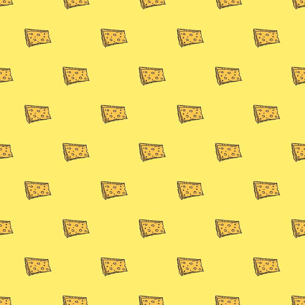 patrón de queso sin costuras. patrón de vector de fideos con iconos de queso. fondo de queso de color