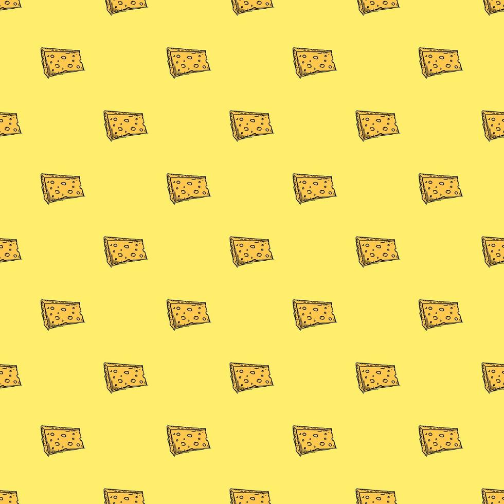 seamless cheese pattern. Doodle vector pattern with cheese icons. Colored cheese background