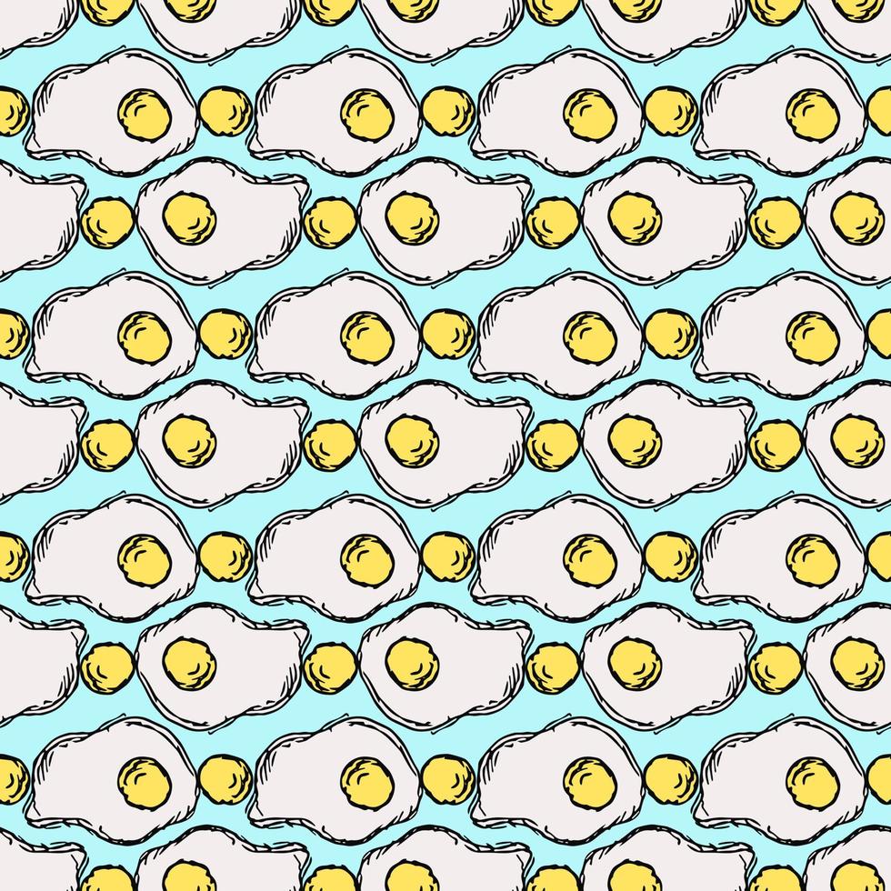 Seamless pattern with egg icons. Colored egg background. Doodle vector illustration with egg icons