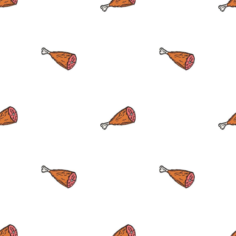 seamless meat pattern. vector doodle illustration with meat icon. pattern with meat