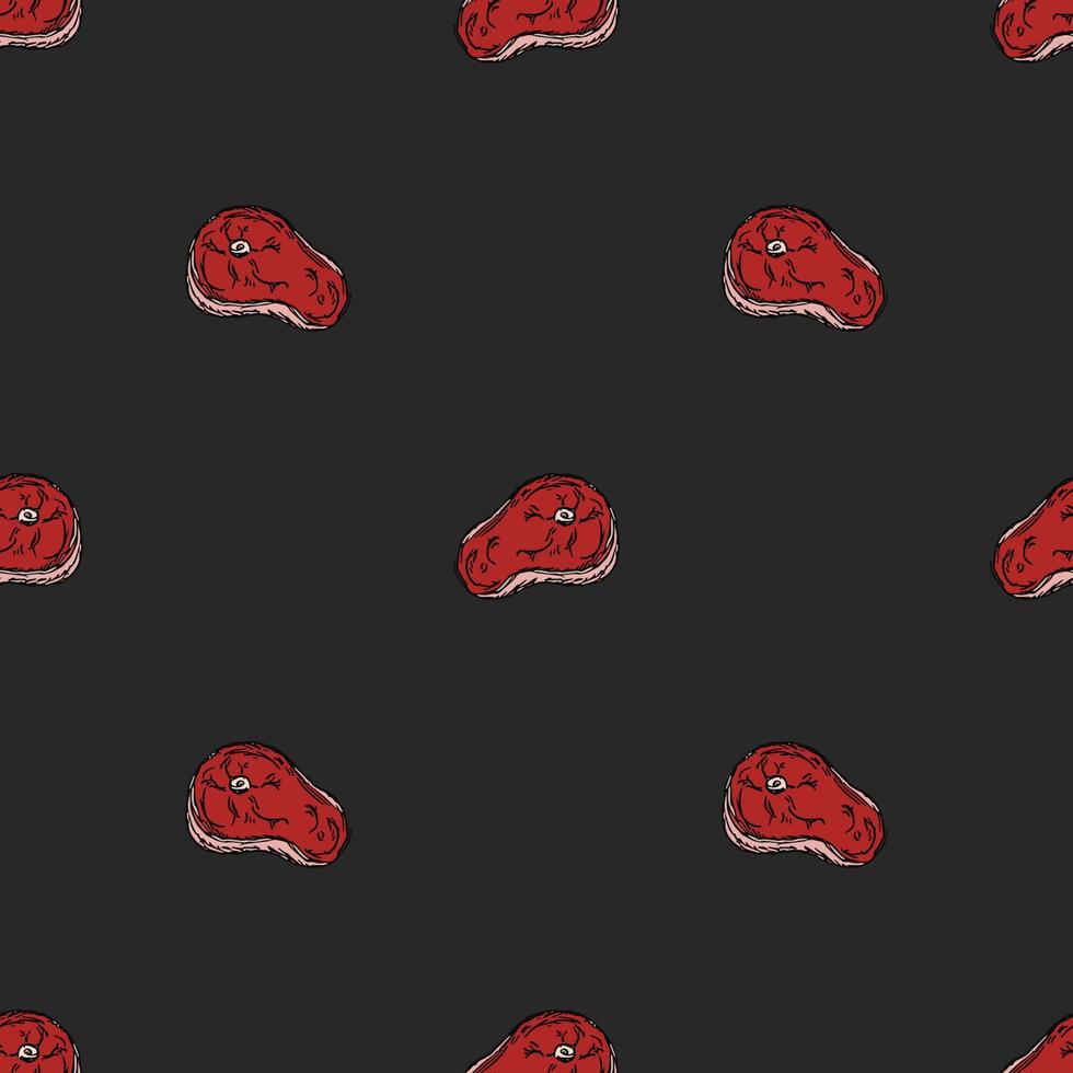 seamless steak pattern. vector doodle illustration with steak icon. pattern with meat