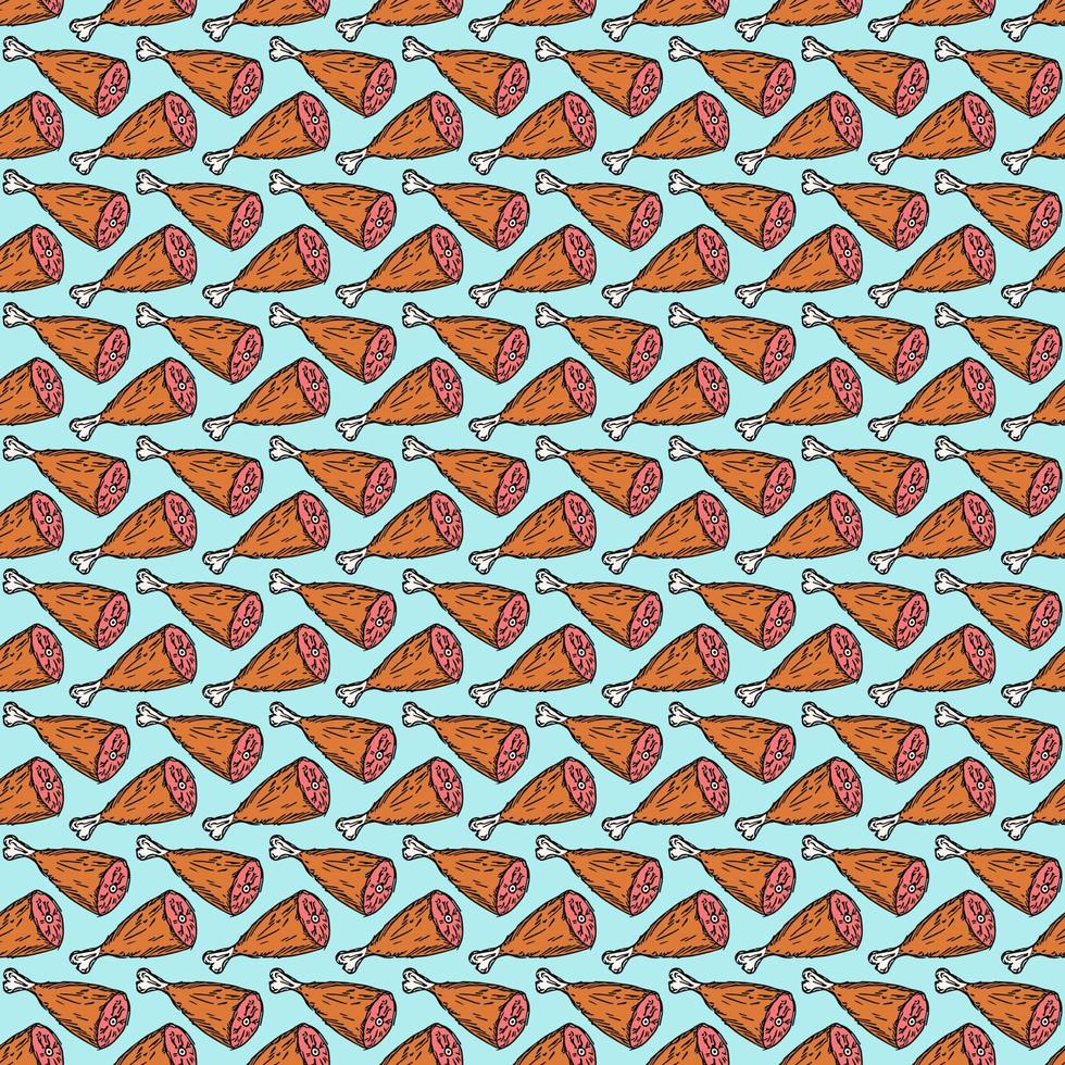 seamless meat pattern. vector doodle illustration with meat icon. pattern with meat