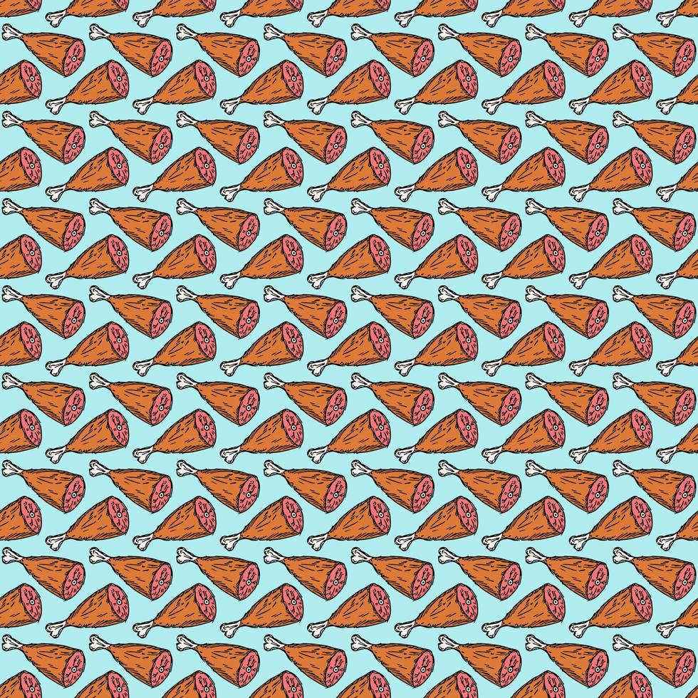 seamless meat pattern. vector doodle illustration with meat icon. pattern with meat