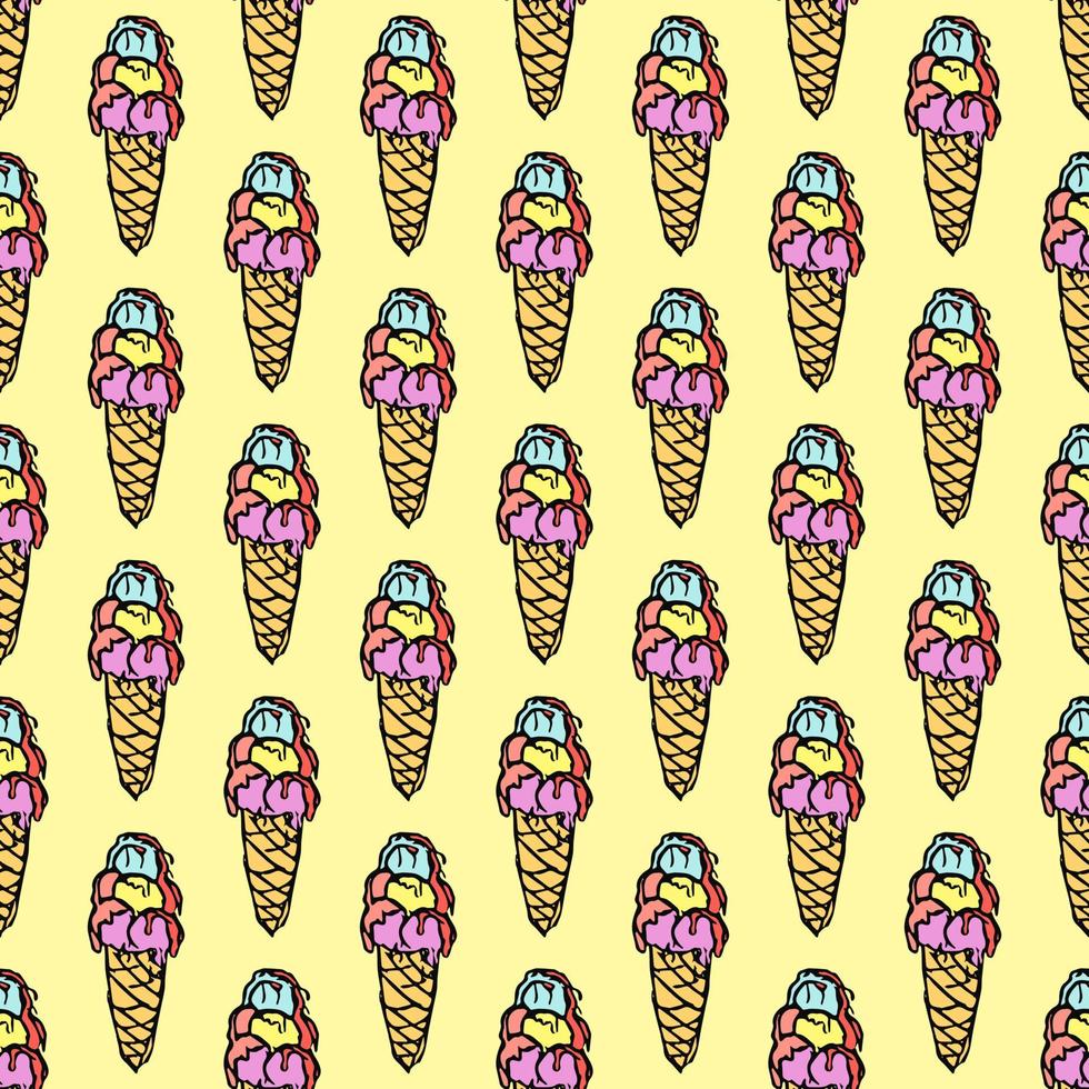 seamless ice cream pattern. vector doodle illustration with ice cream icon. pattern with ice cream