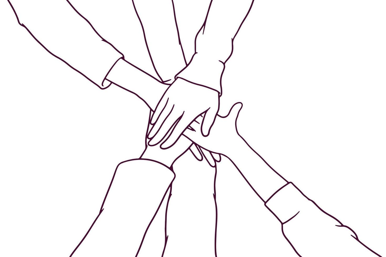 jóvenes poniendo sus manos juntas. pila de manos. concepto de amistad.  ilustración de vector de estilo dibujado a mano 8878091 Vector en Vecteezy