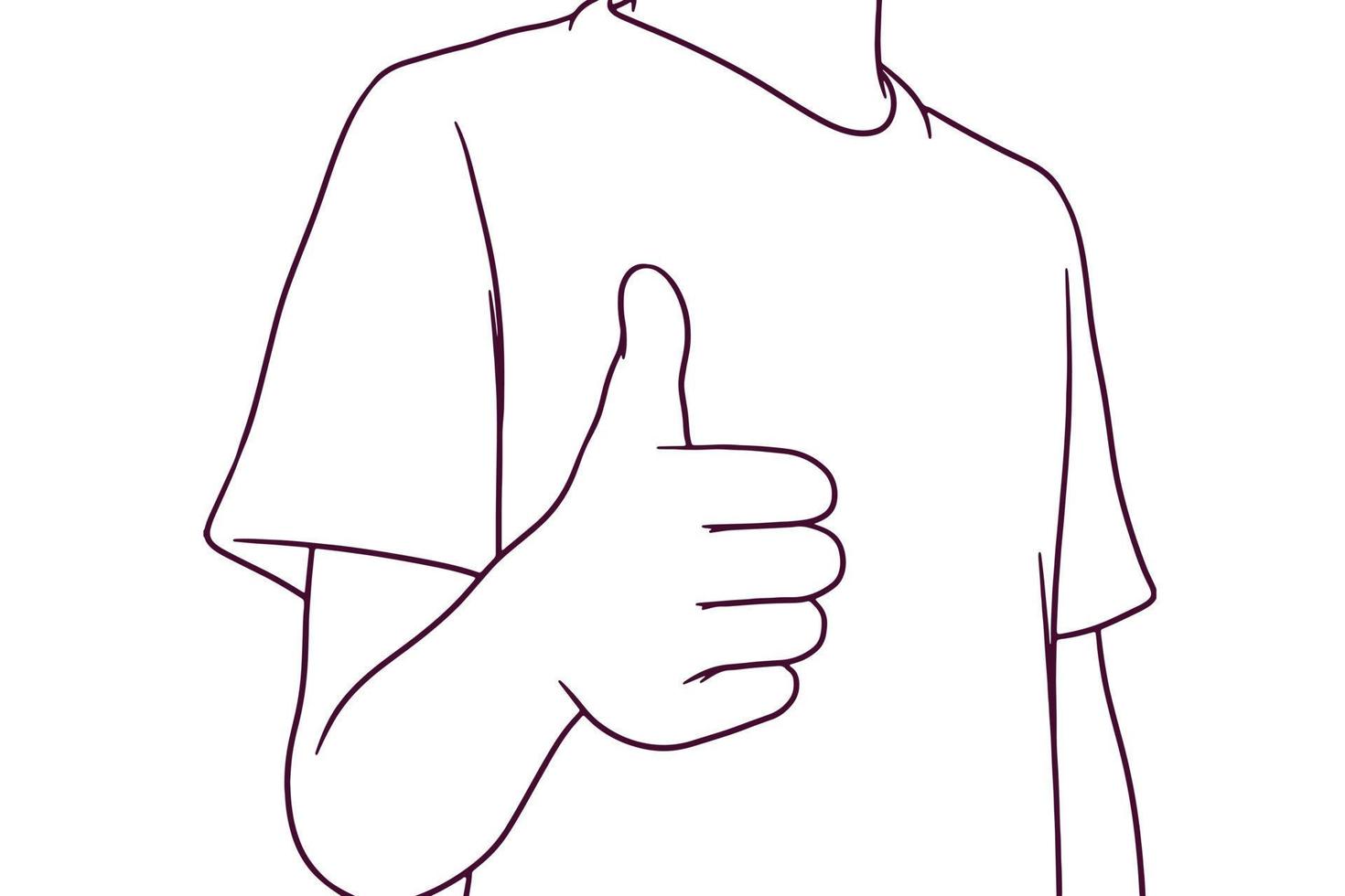 man hand showing thumbs up gesture. hand drawn style vector illustration