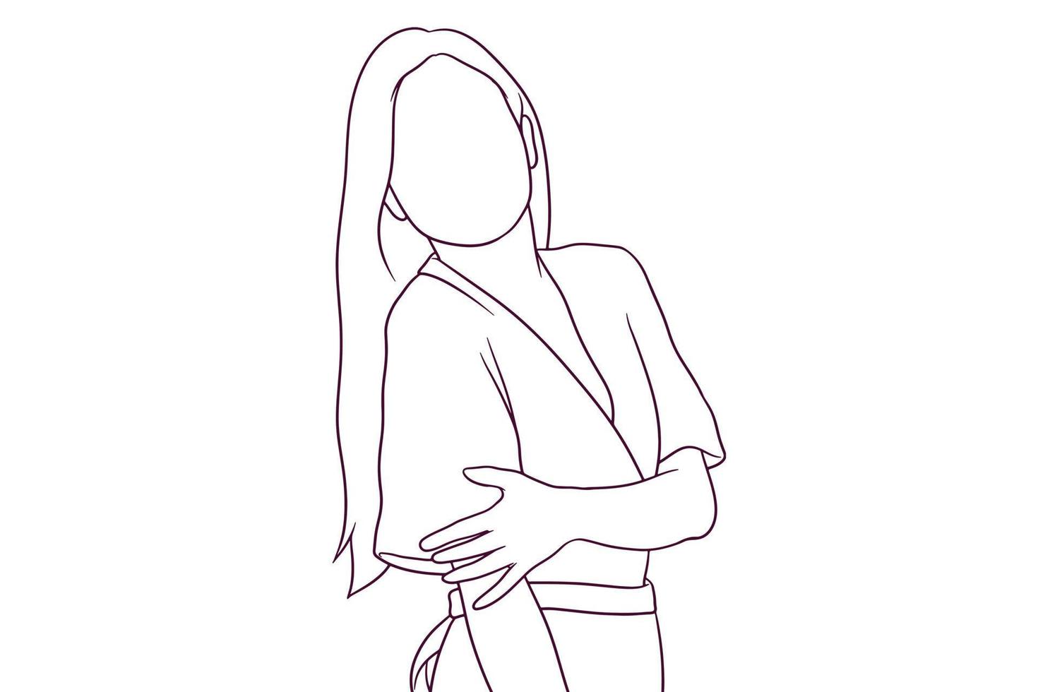 potrait of beautiful woman posing. hand drawn style vector illustration