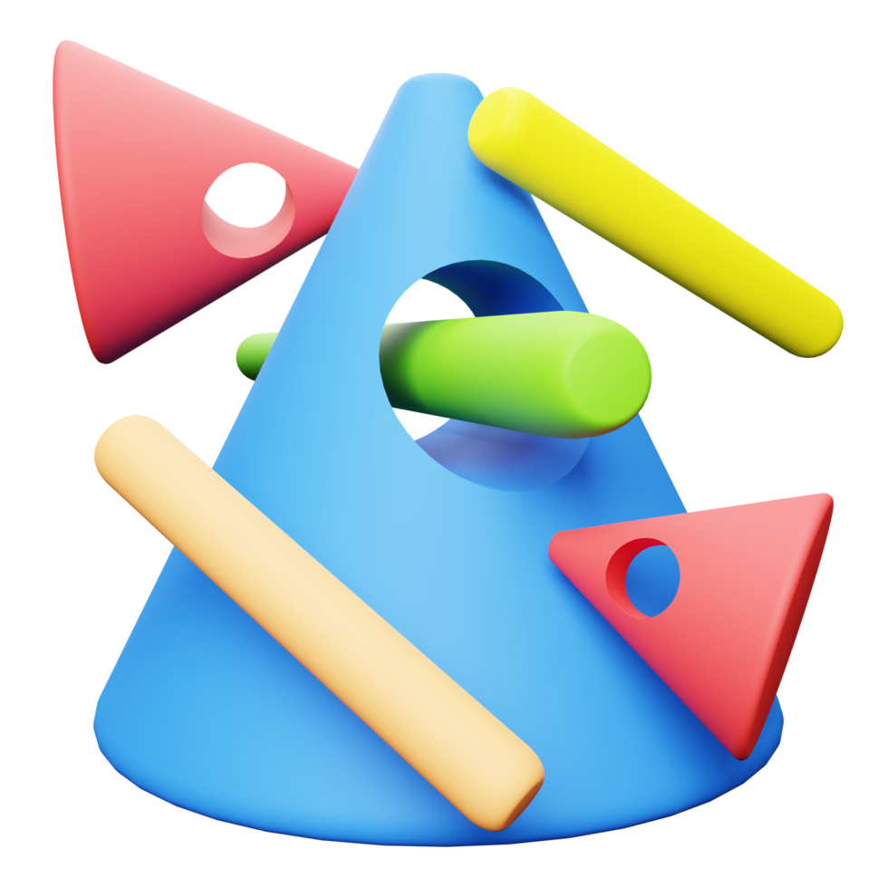 Ilustración 3d de forma abstracta de cono png