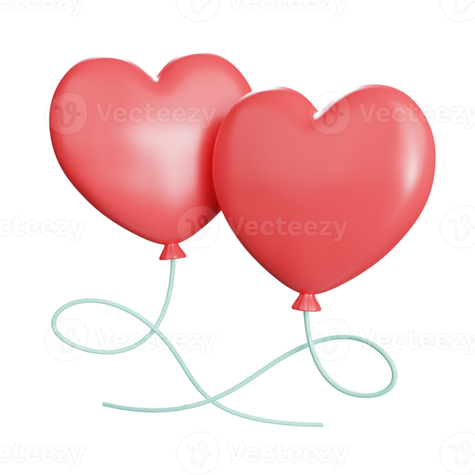hartvormige ballon 3d pictogram illustratie png