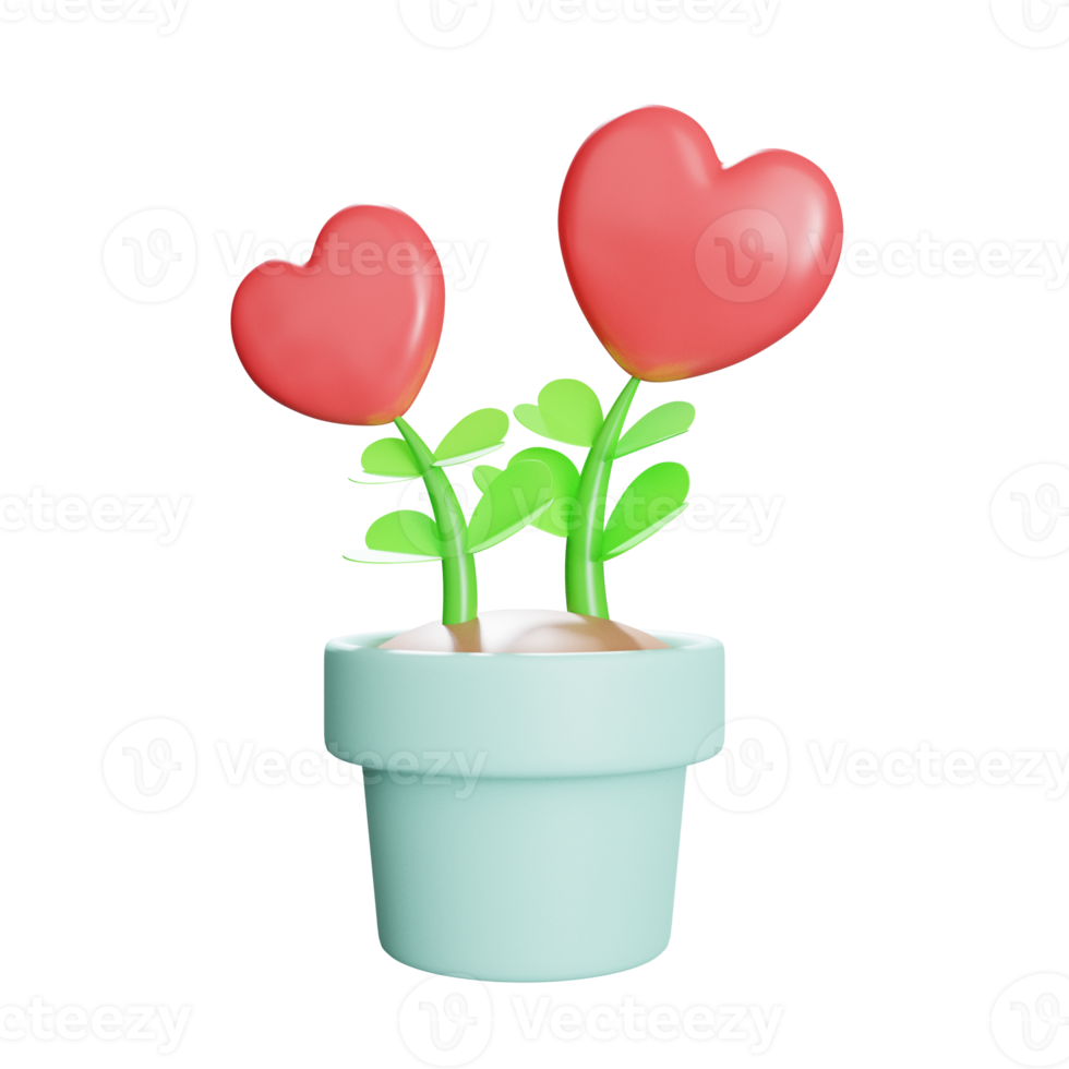 amor planta 3d icono ilustración png