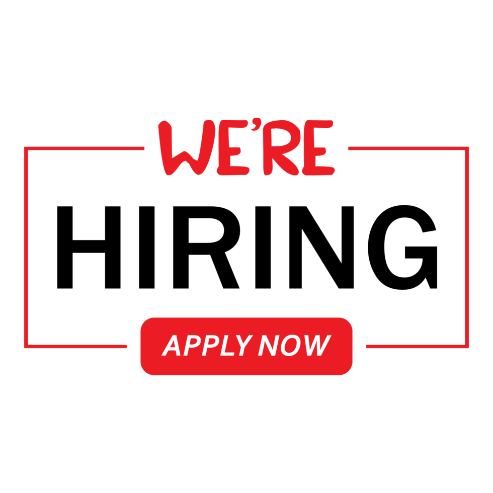 We are Hiring design with red and black text effect on white background, Business recruiting concept with red and black color, join us vector illustration for hiring concept. png