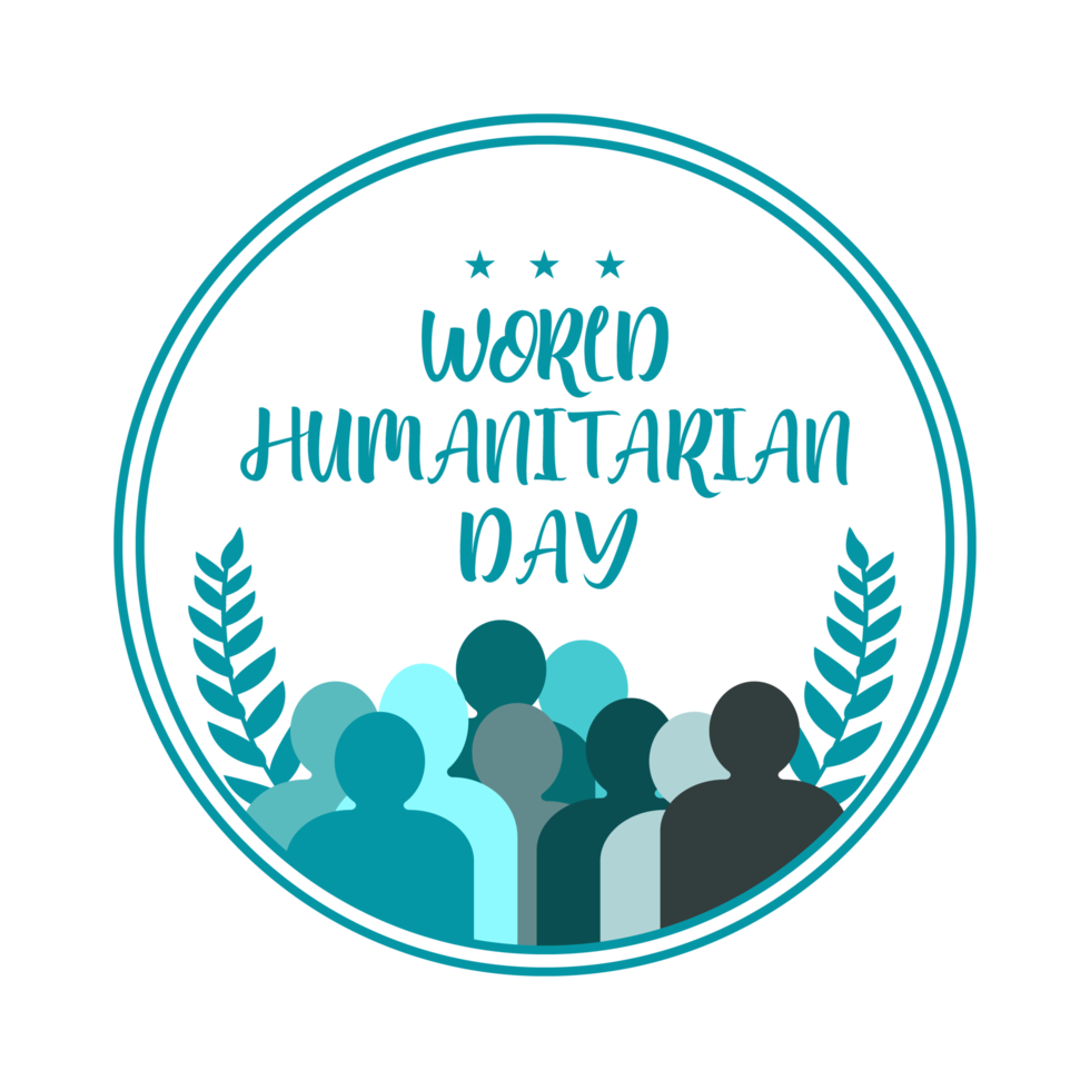 World humanitarian day illustration. Humanitarian day special vector with hand shape. Men vector inside a circle. Creative design. png