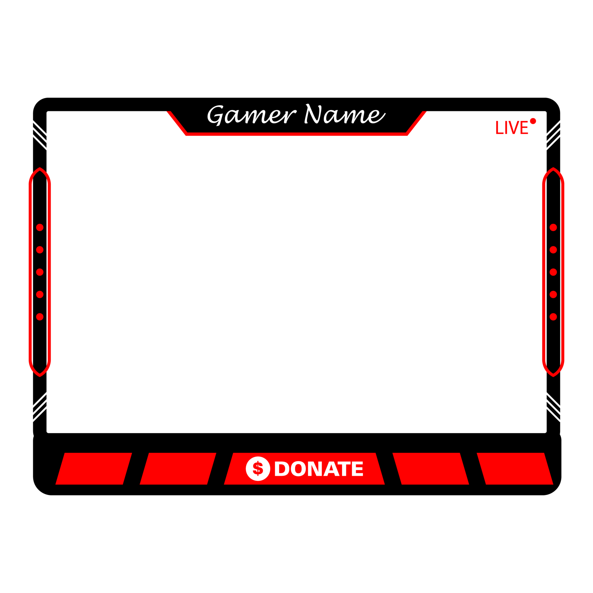 Gaming frame overlay for the live streamer. Digital style gamer overlay