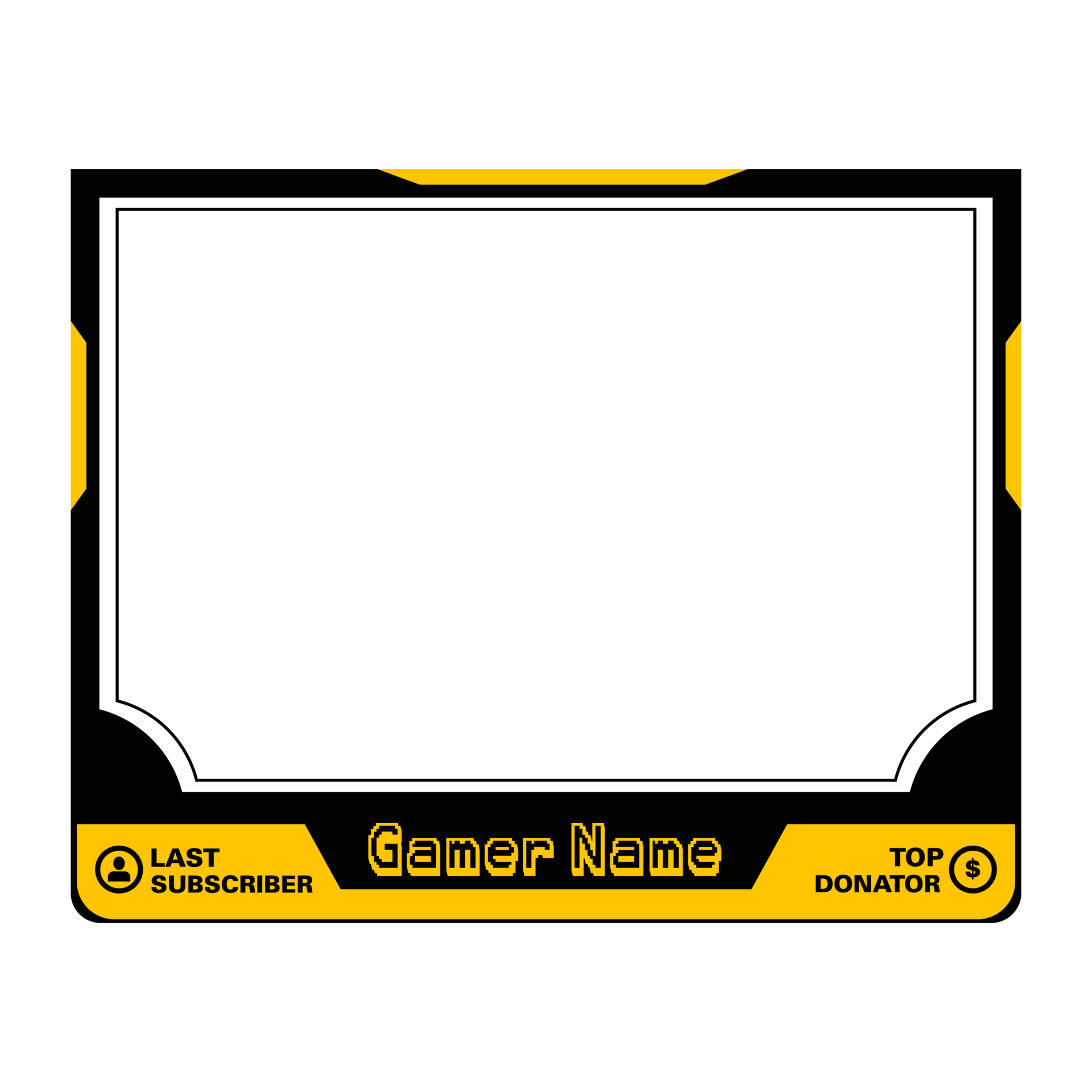 Stylish yellow and blackcolored gaming frame overlay for live gaming