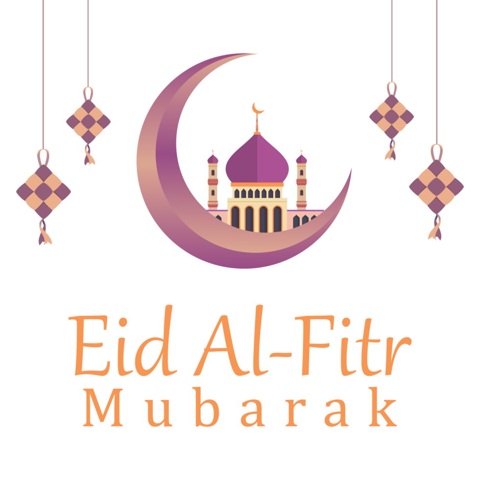 coleção de design de celebração eid mubarak com mesquita e pipa. festival muçulmano feliz eid mubarak celebração. lua e coleção de mesquita muçulmana para celebração do eid. png