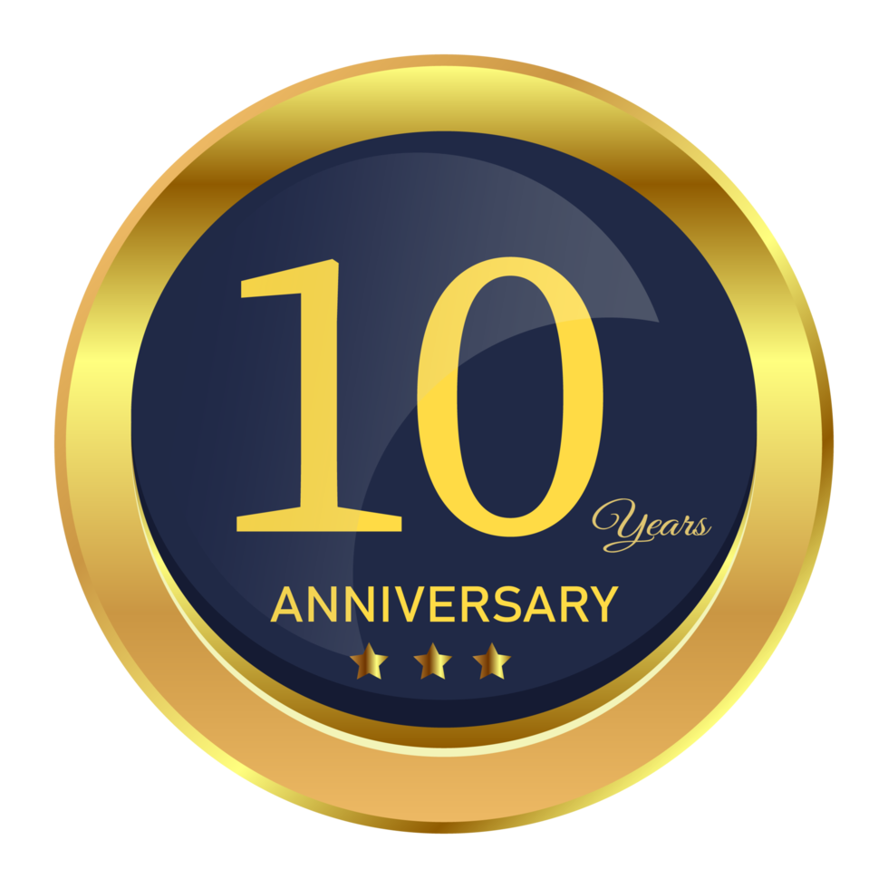 Anniversary royal badge design with a shield shape.Anniversary badge design with golden gradient color. Golden and Black badge design with ribbon vector illustration. png