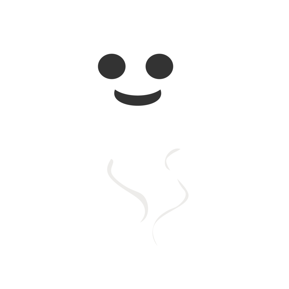 halloween glückliches weißes geistdesign auf einem schwarzen hintergrund. Geist mit abstraktem Formdesign. Halloween-weiße Geisterparty-Elementvektorillustration. Geistervektor mit einem gruseligen Gesicht. png