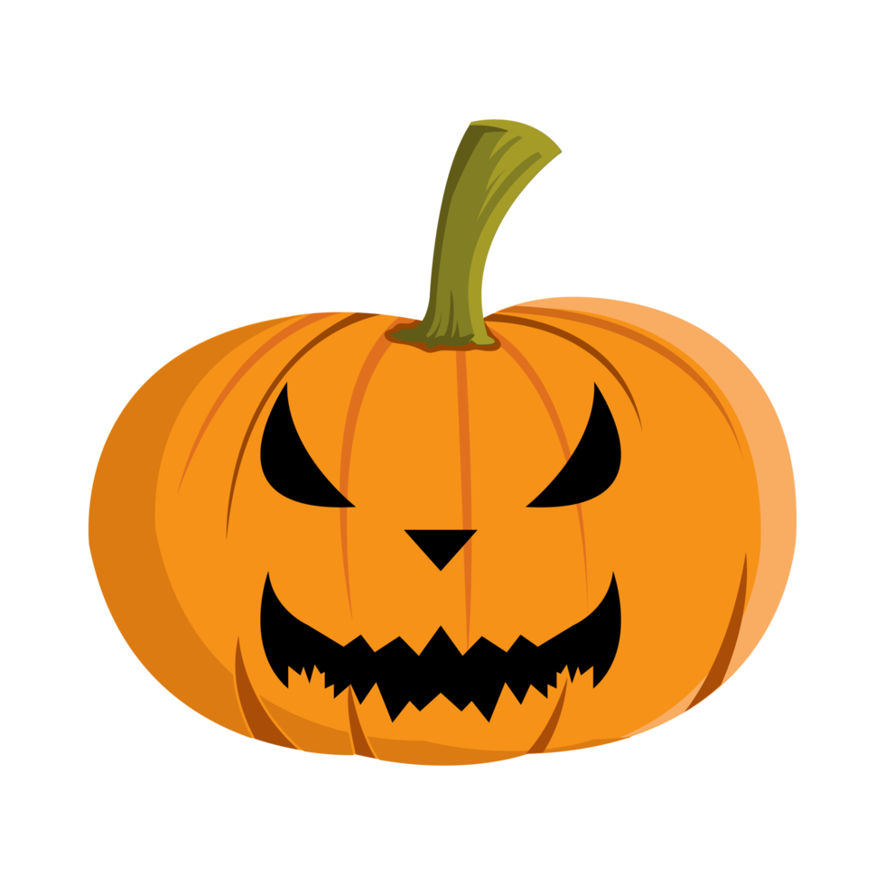 Pumpkin lantern design with a scary face for Halloween event. Halloween element design with pumpkin. Pumpkin lantern design with an evil smile on a white background. png