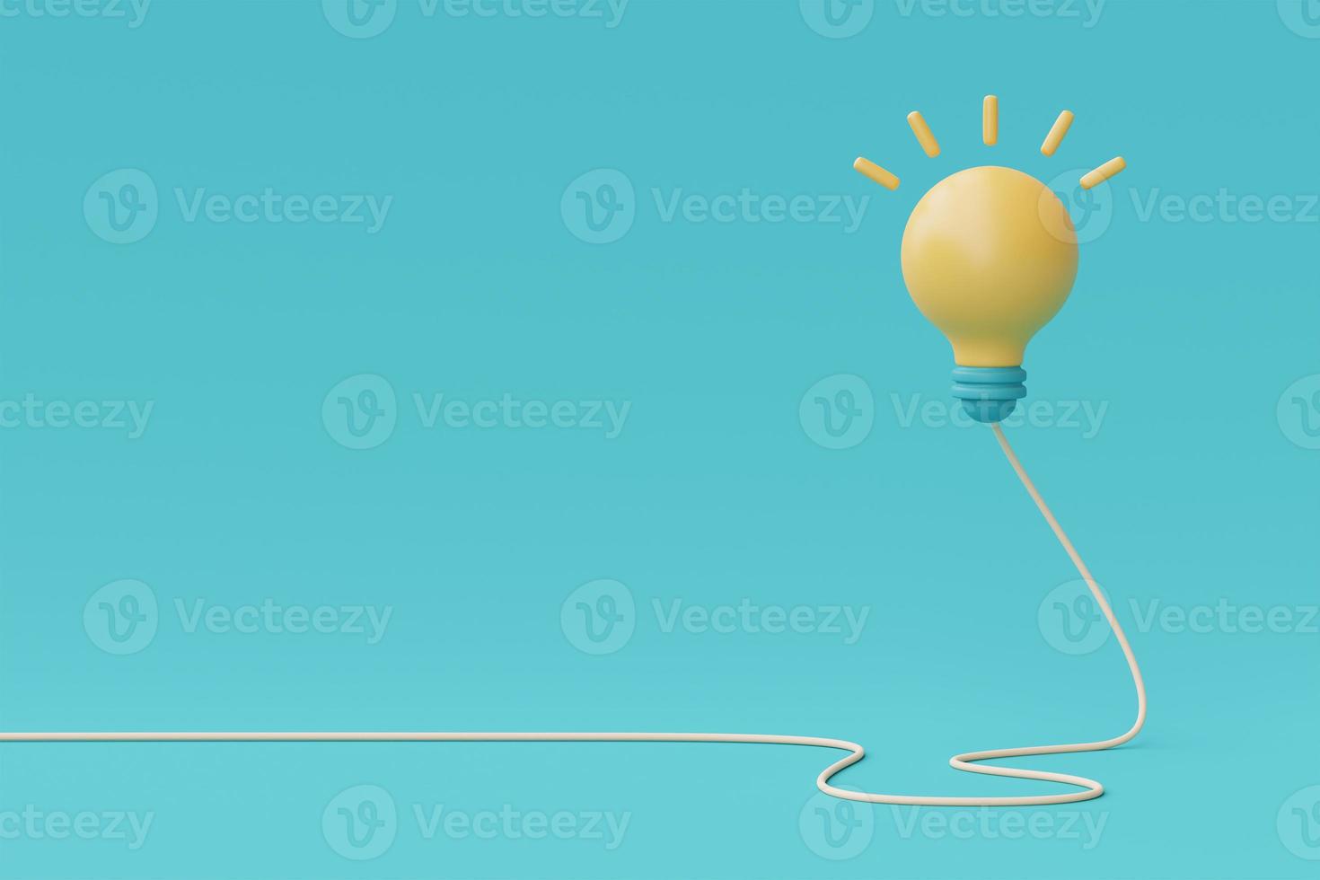 3d render yellow lightbulb floating isolate on blue background.minimal style,3d rendering. photo