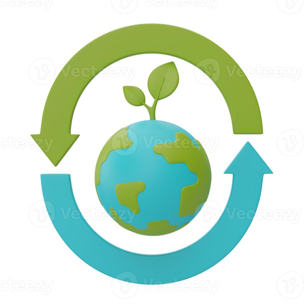 World globe with Seedling,Happy earth day,World environment day,Eco friendly,3d rendering. photo