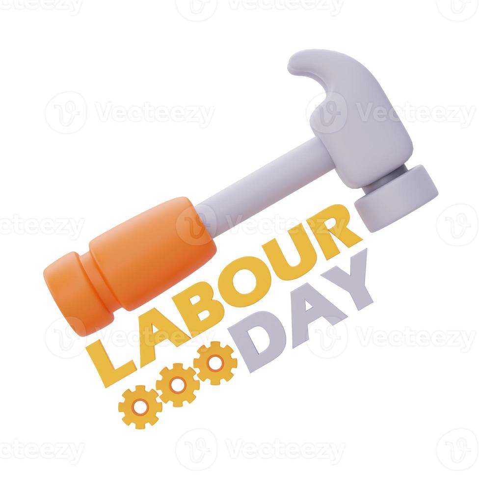 labour day with Construction tools and equipment.3d rendering photo