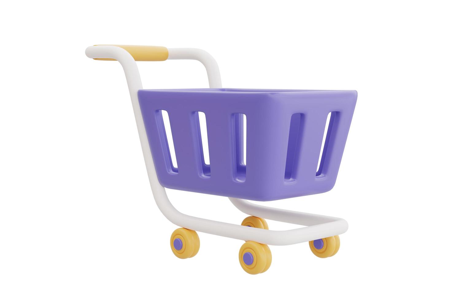 Shopping cart isolated on white background, Great discount and sale promotion concept, 3d rendering. photo