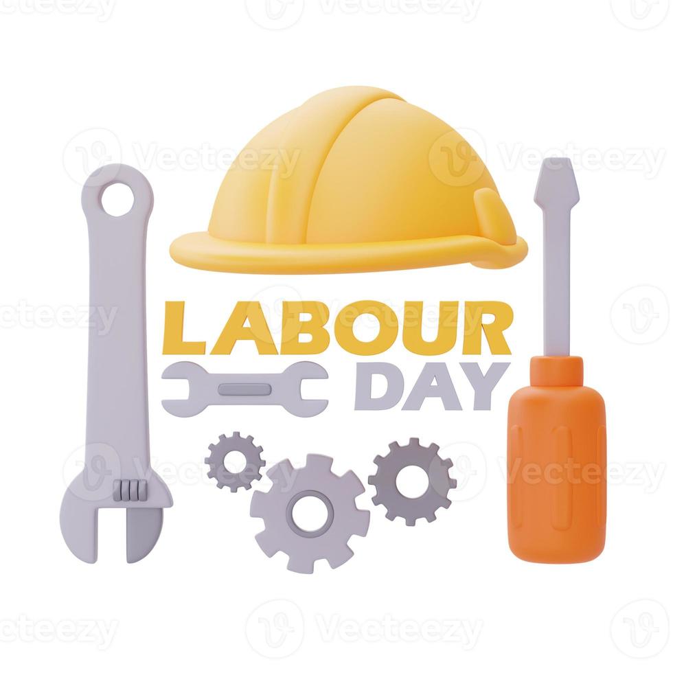 labour day with Construction tools and equipment.3d rendering photo