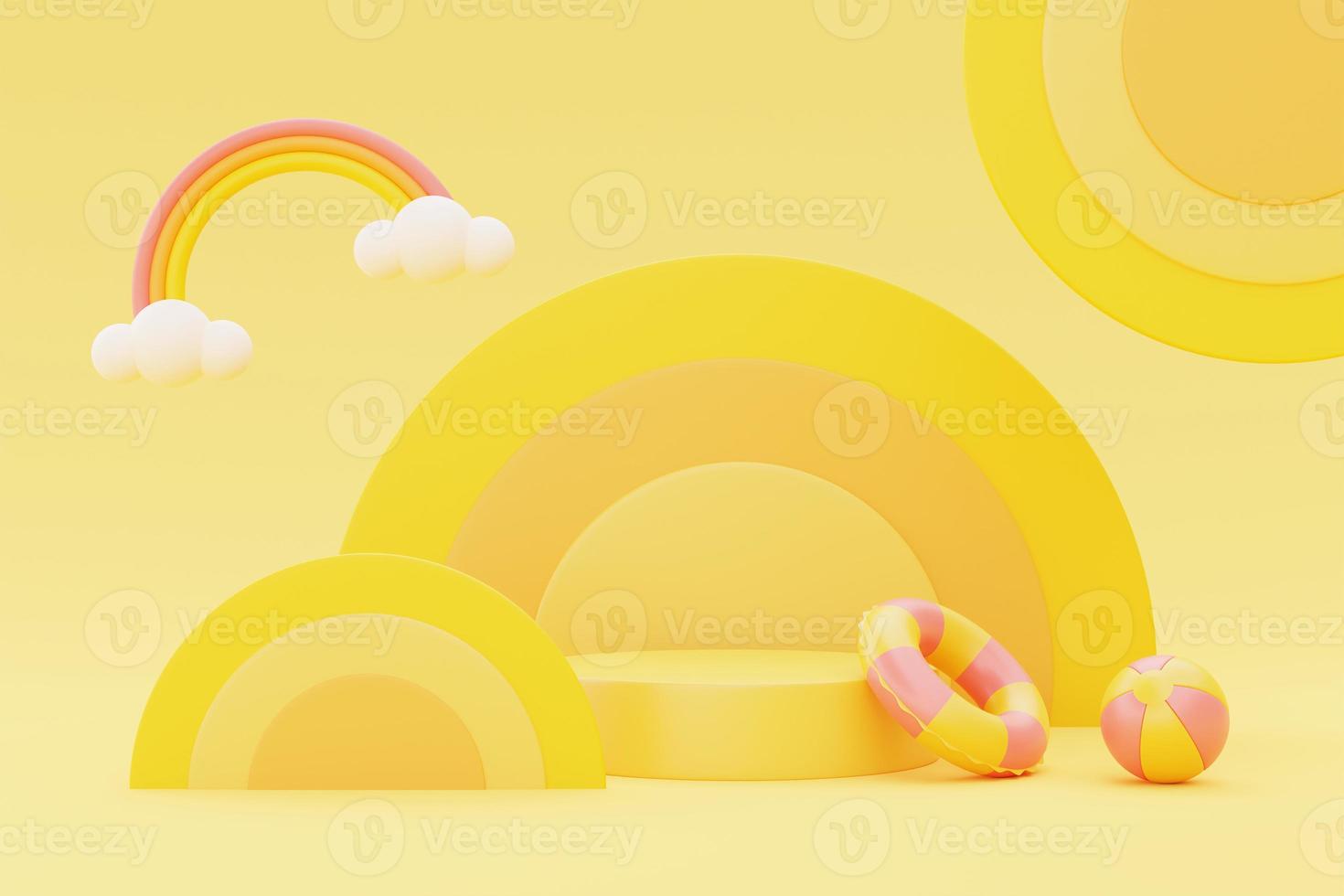 summer display with summer elements,3d rendering. photo