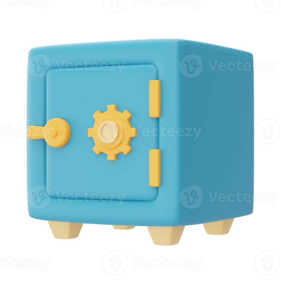 3d render of blue safe box isolated on light background,money saving concept,Business financial investment.minimal style.3d rendering. photo