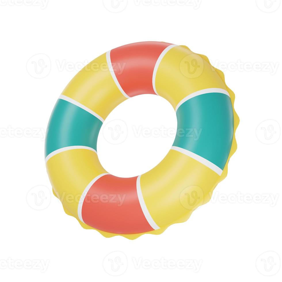 colorful inflatable ring isolate on white background,summer beach elements,3d rendering. photo