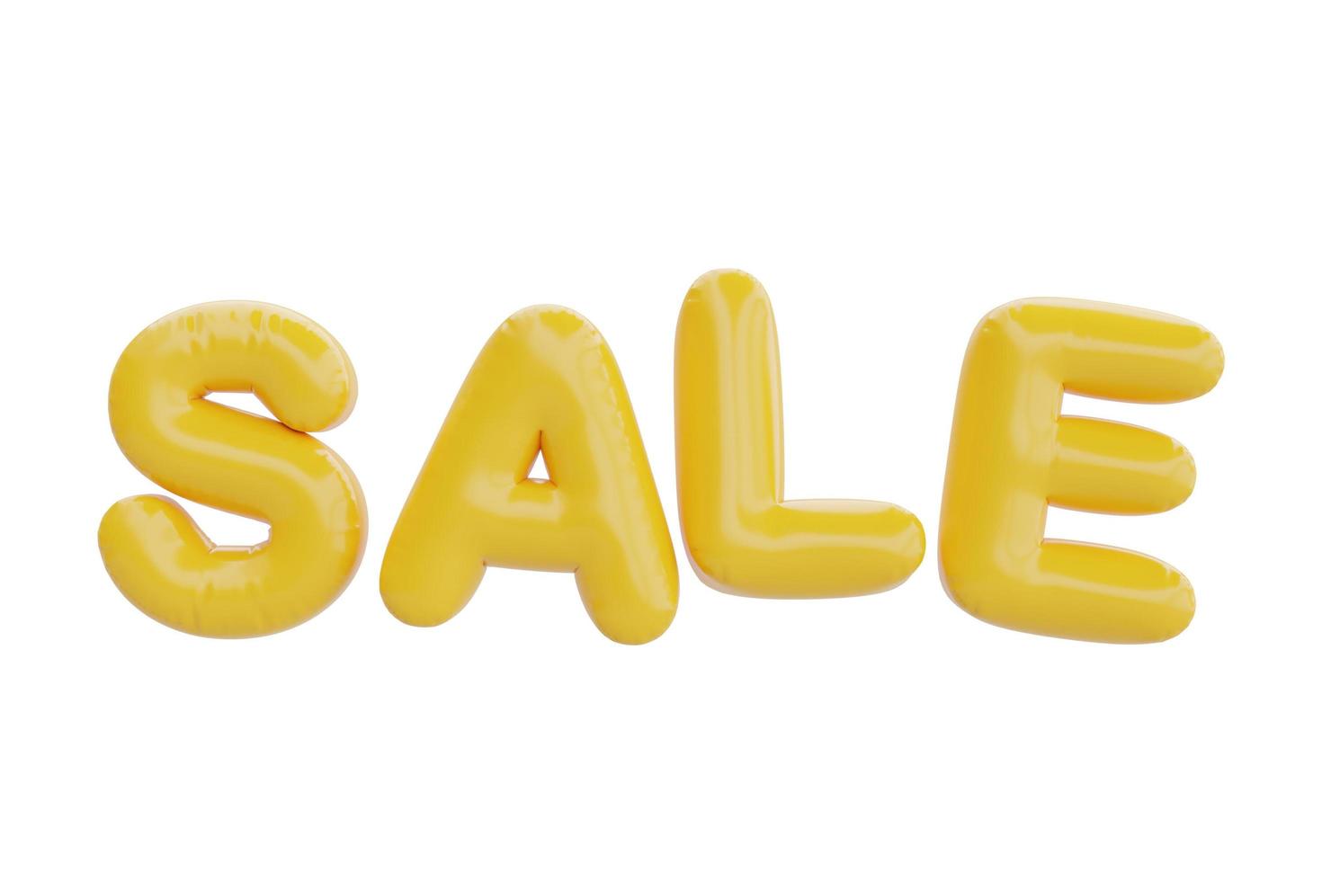 Great discount and sale promotion concept, yellow SALE word isolated on white background, 3d rendering. photo