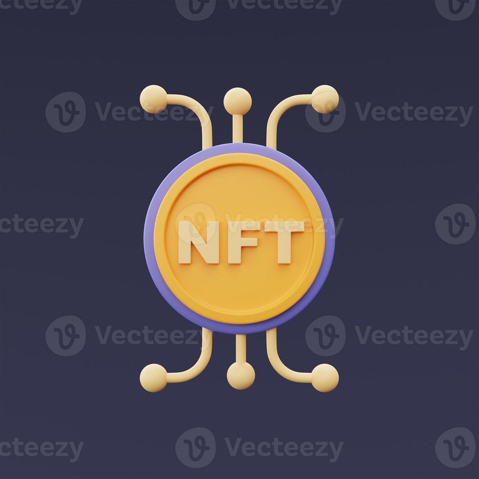 NFT nonfungible tokens concept,Crypto art,Innovation technology,3d rendering. photo